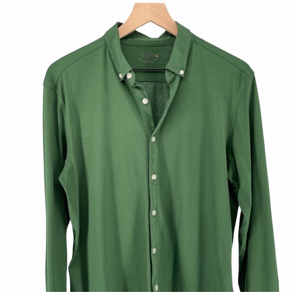 Untuckit green knit long sleeve button down top M - Picture 3 of 12